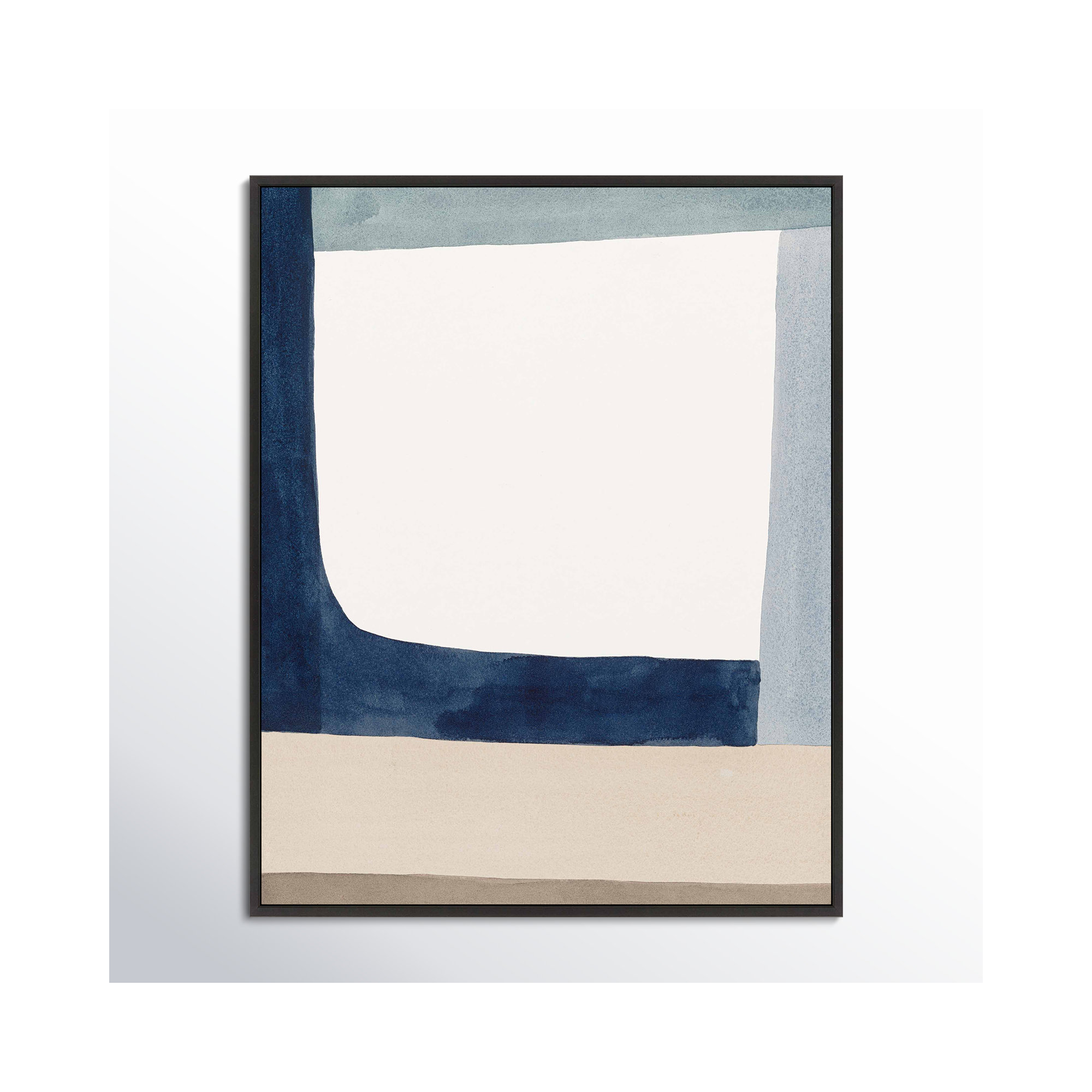 Composition In Blue 1 by Julia Balfour, 20" H x 16" W x 1.38" D, Black Framed Canvas