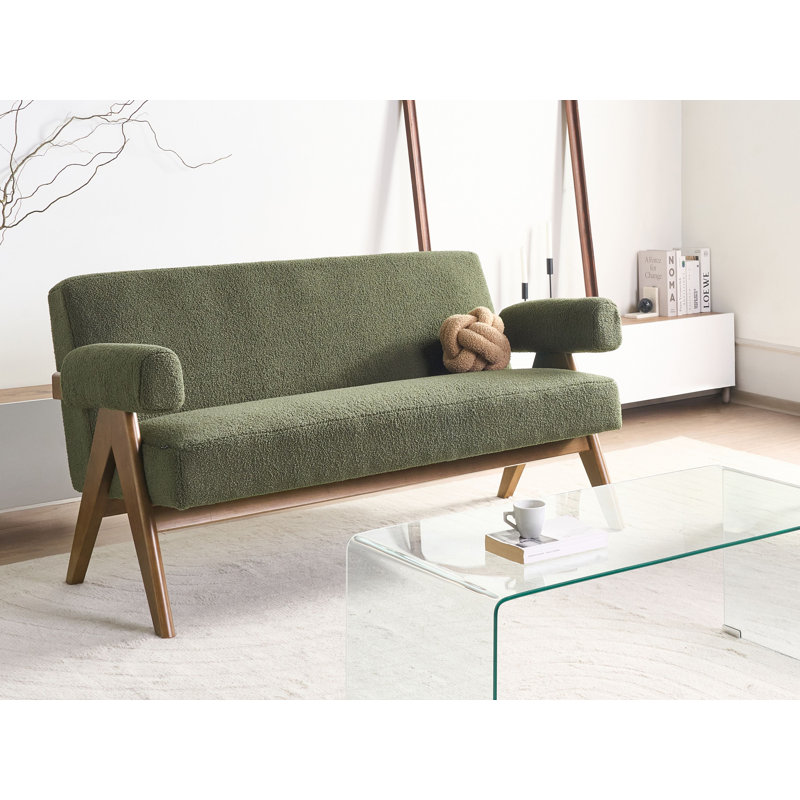 Sofa 2 Seater TAMRE II Boucle Green/ Dark Brown
