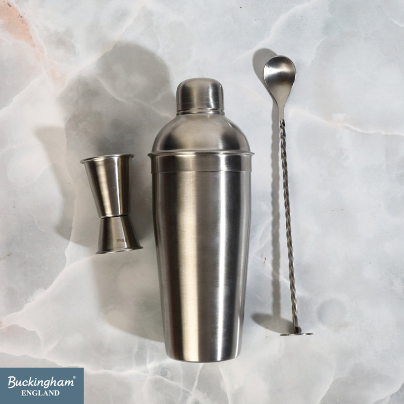 Buckingham 3 Pc Cocktail Shaker Set Stainless Steel Matt Finish