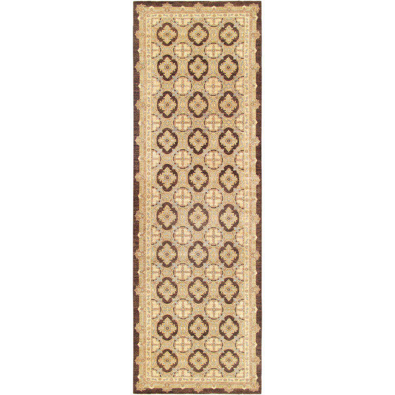 Tapis géométrique en laine noué à la main brun / beige Denver