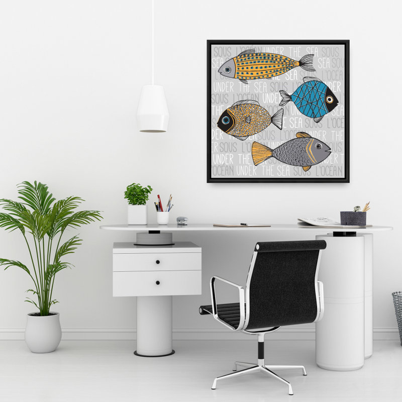 Illustration encadrée de poissons | Décoration de chambre aquatique