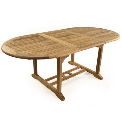 Mariana Oval Teak Solid Wood Extendable Outdoor with Umbrella Hole Dining Table - 150 cm W 110 cm D