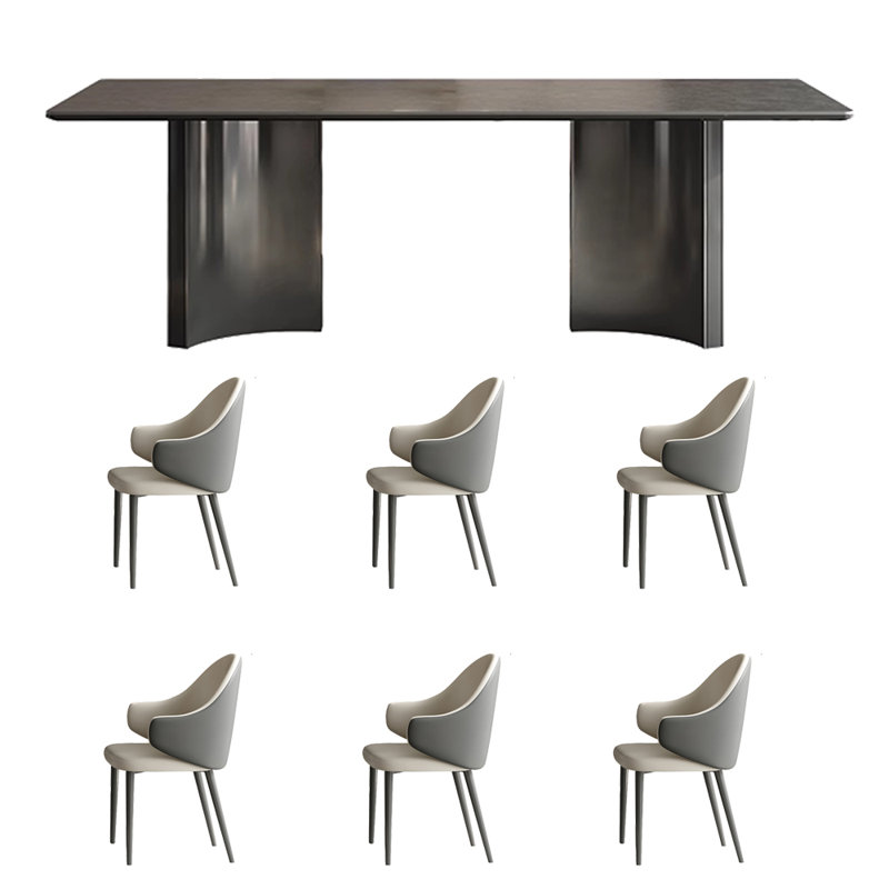 Table et chaise de salle à manger noir clair de luxe clair, H 29,5 po x L 55,1 po x l 31,4 po