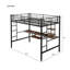Lit mezzanine avec bureau et tablette, modèle compact, noir