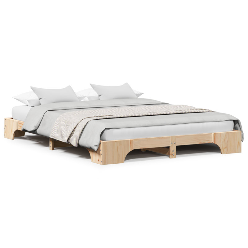 Bed Frame Solid Pine Wood, Kingsize (5'), Natural