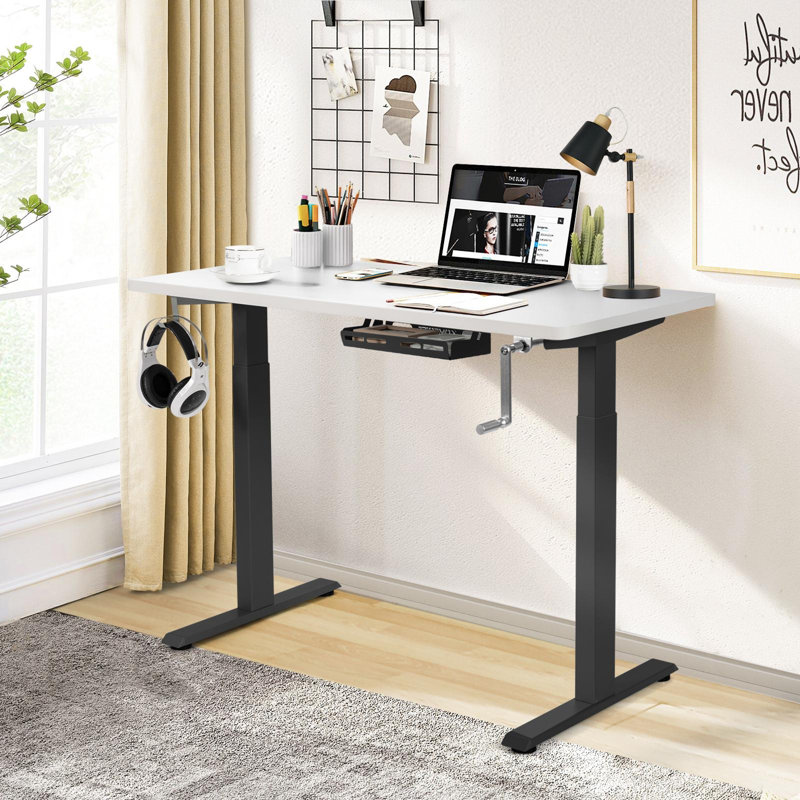 Bureau debout à hauteur ajustable rectangulaire l 48 po Katharien, Blanc / noir