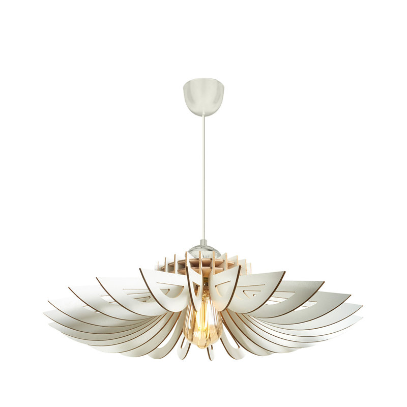 Élégant lustre grande marguerite, blanc, 26,8 po x 26,8 po x 19,7 po | Structure en panneau de fibres à densité moyenne durable, épaisseur: 0,1 pouce | Câble réglable, douille E27 de 40 W maximum | Design scandinave et champêtre pour un éclairage domestique élégant