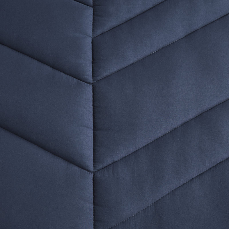 Navy Twin Reversible Microfiber Chevron Bedspread Set