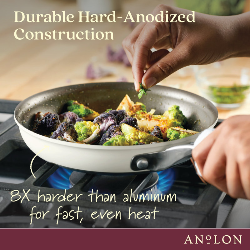 Anolon Achieve Hard Anodized Nonstick Frying Pan / Skillet, 8.25", Cream