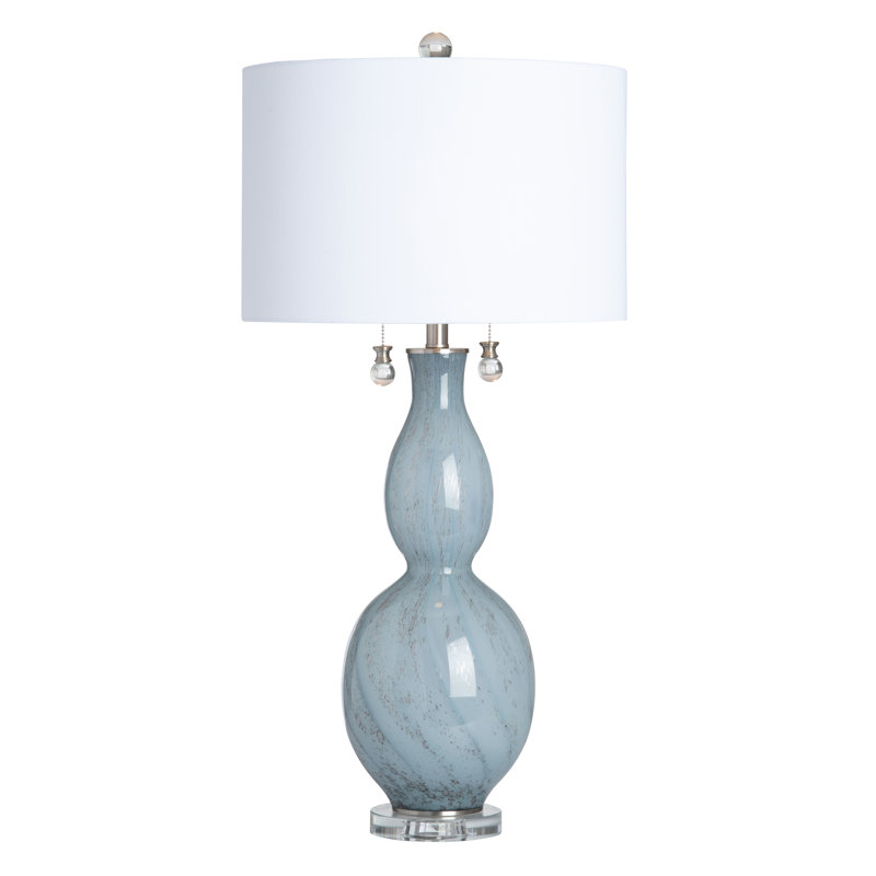 35.25" Crystal Table Lamp With White Shade