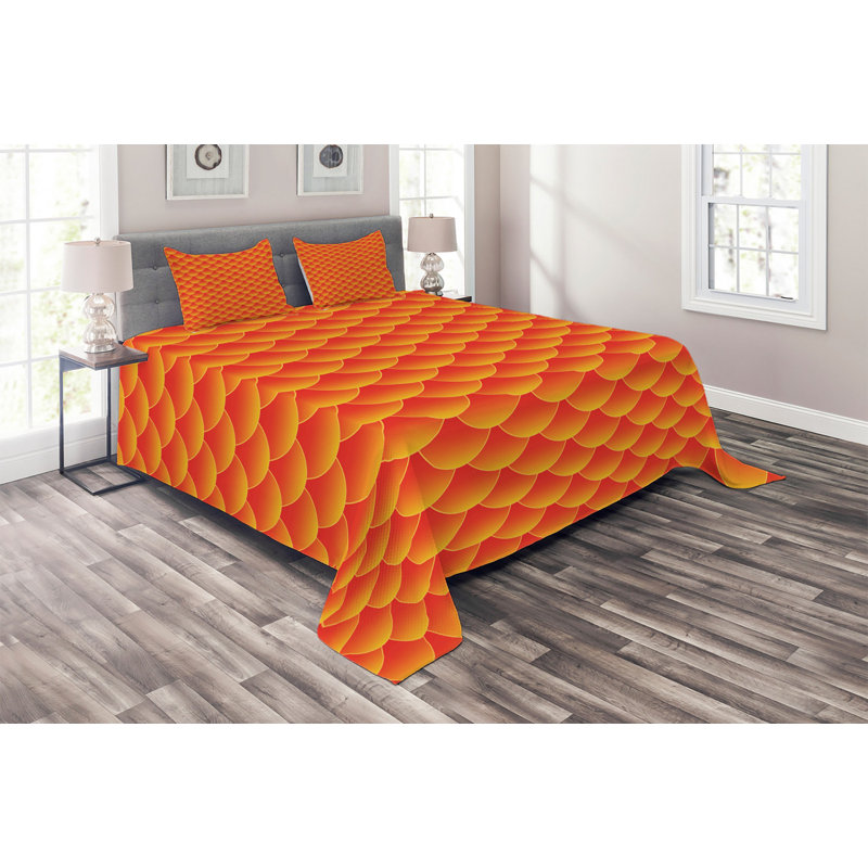 Halloween Farmhouse / Country Coverlet, Geometric Shapes 2, King Bedspread + 2 Shams