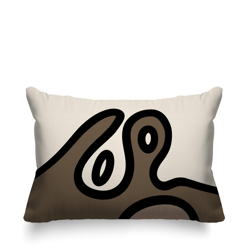 Oreiller rectangulaire réversible intérieur / extérieur Peller, Beige / noir / blanc cassé, H 14 po x l 20 po