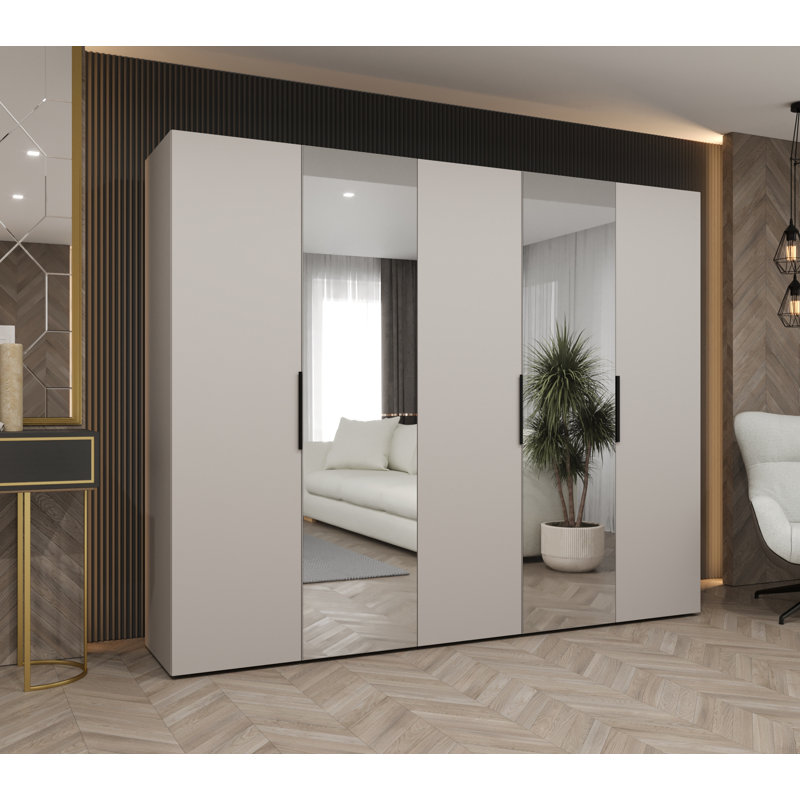 Manufactured Wood Wardrobe, cashmere + handles: black