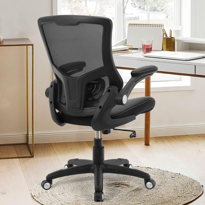 Desk Chair, Computer PU Leather Home Office Desk Chair, Mesh Adjustable Lumbar Support Flip-Up Armrests Executive Task Chair -  Inbox Zero, 3E4D9BA8E490426A90AAD76AB1061506