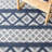 Vermont Hand Woven Wool/Cotton Geometric Rug in Ivory/Blue-1451448155