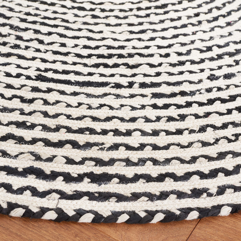 Tapis tressé 260 en noir / ivoire, Rond 6 pi