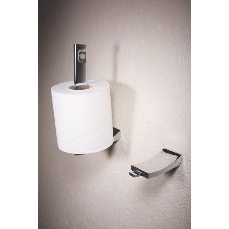 Cinu Wall Mount Double Post Toilet Paper Holder, Polished Chrome