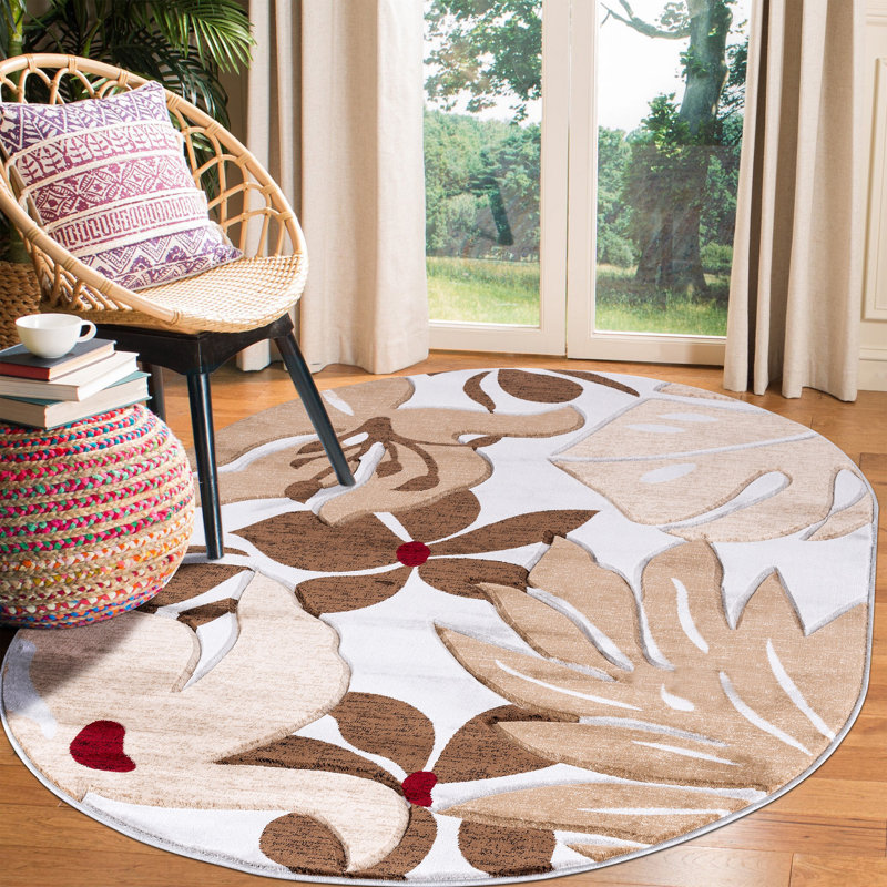 Tapis floral gris clair / brun foncé Shaver, Rectangle 8 pi 7 po x 11 pi 11 po