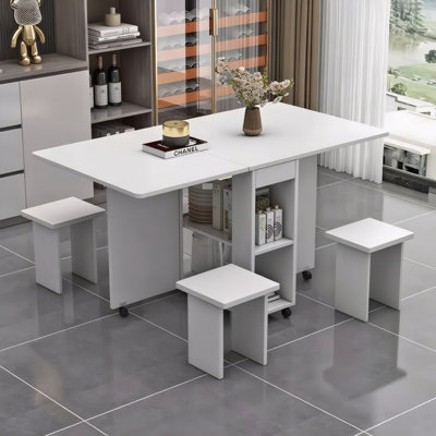 4-Piece Modern Folding Dining Set with Durable MDF and Space-Saving Design