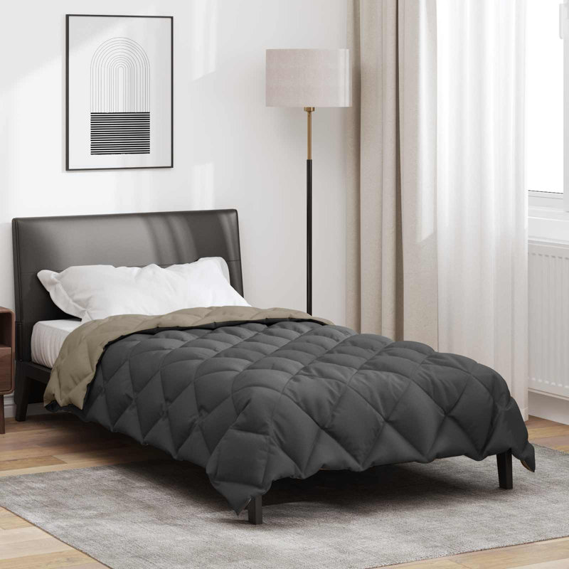  Winter Duvet Light Grey And Anthracite 220 X 140 Cm Microfiber, 140 x 200 cm