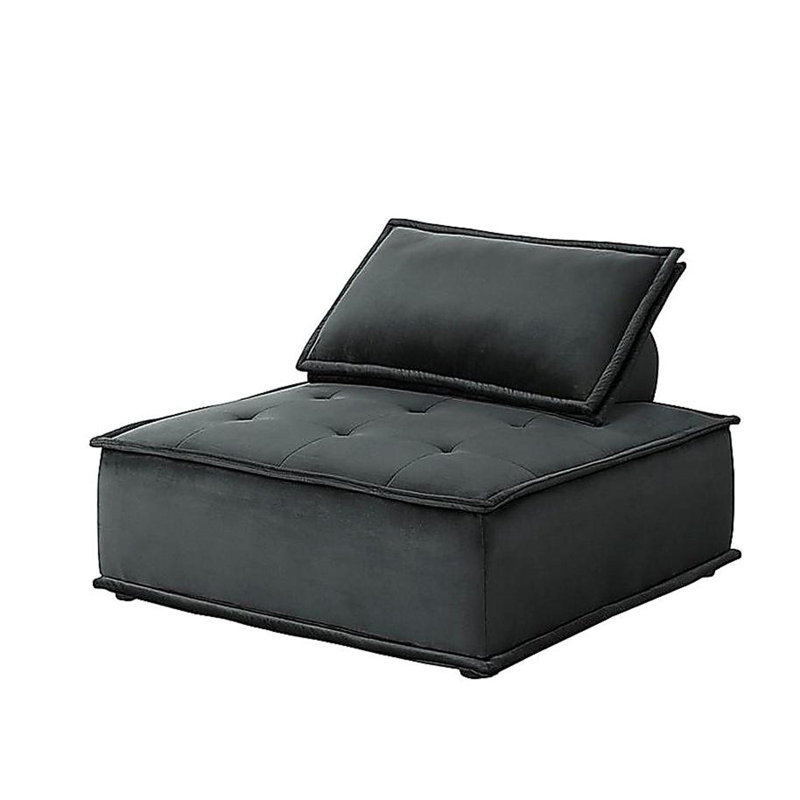 Chaise longue sans accoudoirs en velours noir Aveline