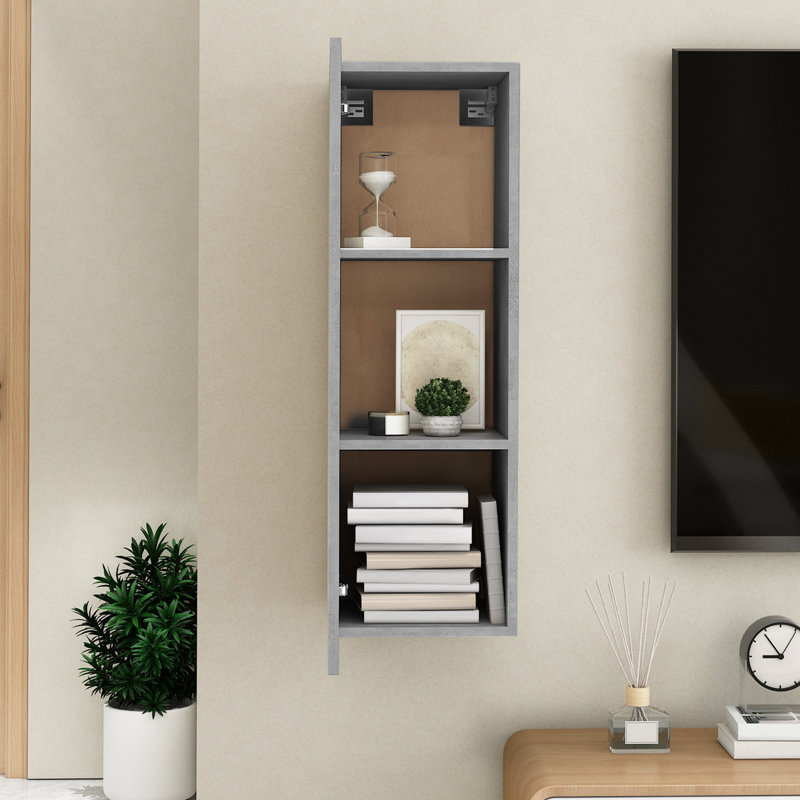 Dorminy H TV Stand, Concrete Grey, 90cm H x 30.5cm W x 30cm D
