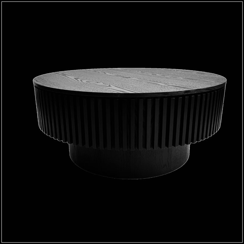 31.5'' Round Coffee Table with Storage, Solid Wood Veneer, Modern Accent for Living Room, Bedroom, and Office, Black