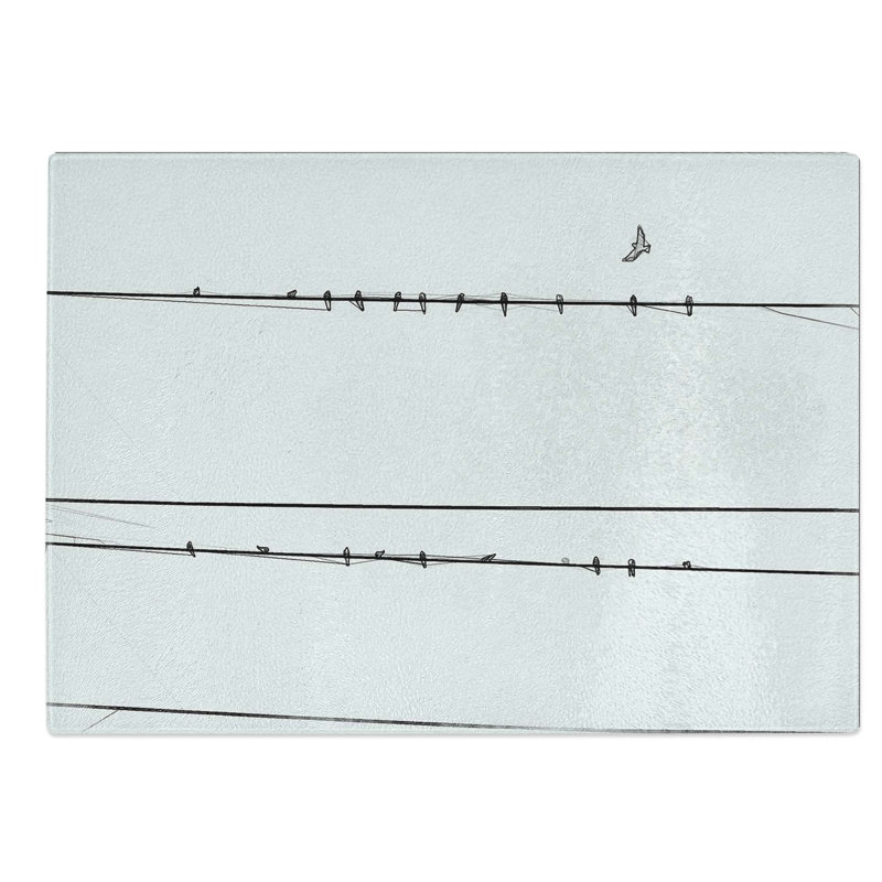 Tempered Glass Birds on a Wire Chopping Board, 39 cm W x 28.5 cm L