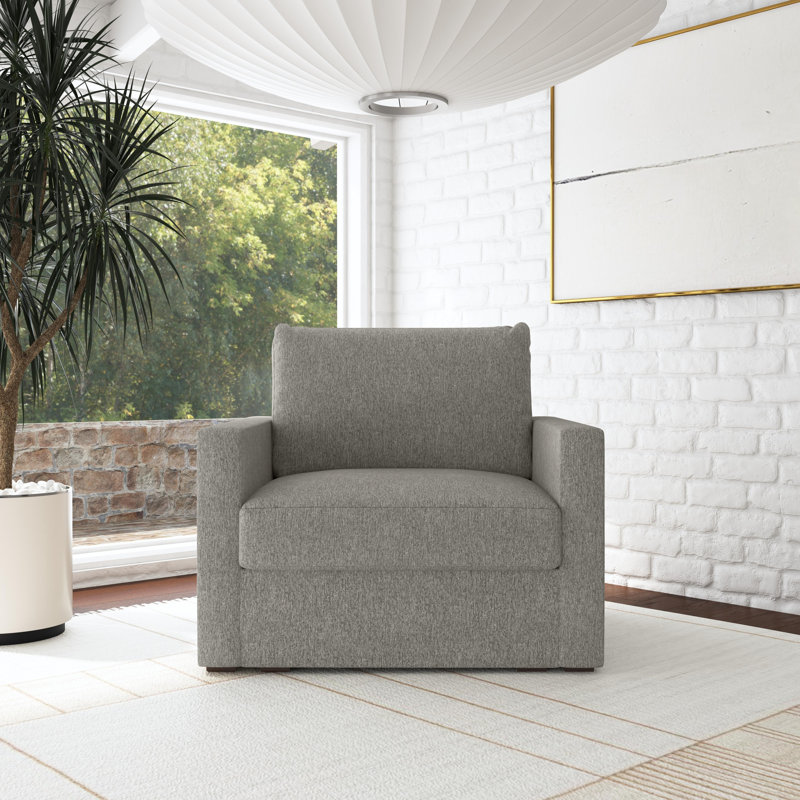 Flex 49" Polyester Modular Wide Arm Armchair, 37" H x 41" W x 38" D, Blue Polyester Blend