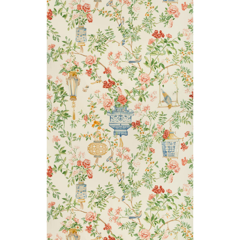 Summer Palace Jardin Fleuri 100% Cotton Fabric, Ivory