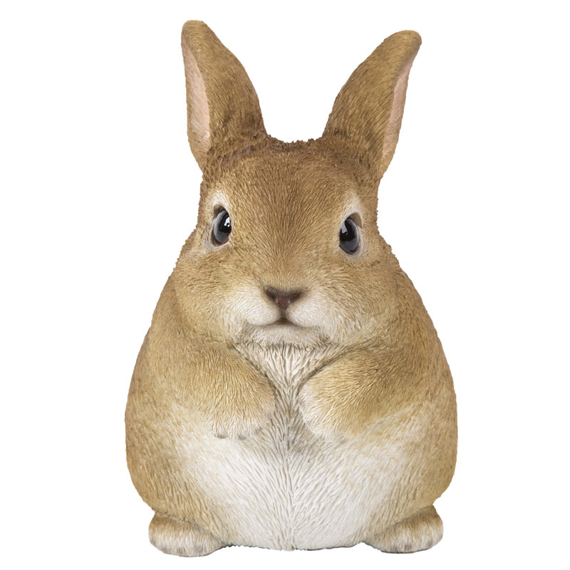 Chubby Brown Polyresin Rabbit Garden Statue