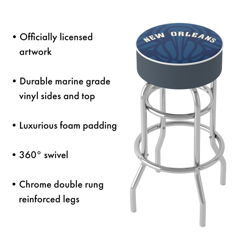 Blue Moon 31" Backless Swivel Metal Bar Stool with Padded Seat
