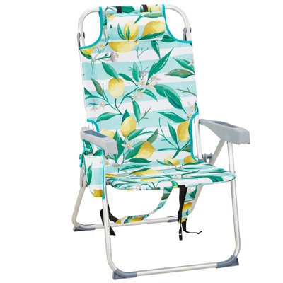 Lemon Pattern Aluminum Folding Backpack Beach Chair