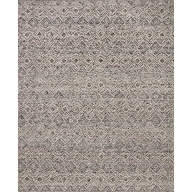 Tapis taupe / gris en laine / coton / polyester fait à la main Devynn, Carré 1 pi 6 po