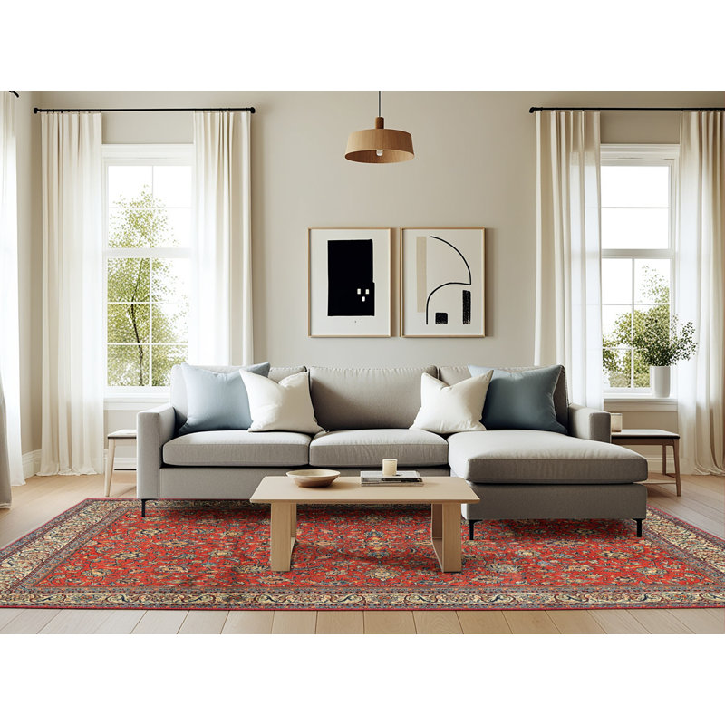 Tapis brun à motif oriental, Rectangle 7 pi x 9 pi