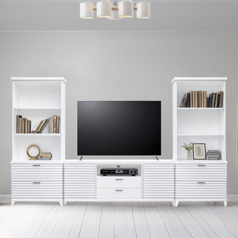 Capri Media Console With Two Pier Bookcases