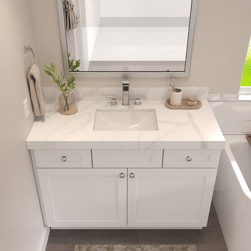 Comptoir de meuble-lavabo Furinno, Double cuve, Gris italien, Central