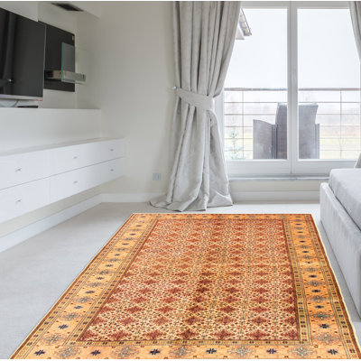 Tapis unique en laine noué à la main de 6 pi 5 po x 9 pi 5 po années 1990 Gunthar