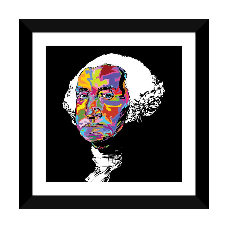 Gw par Technodrome1 - impression d'art graphique, Blanc, H 16 po x l 16 po x p 1 po, Papier encadré noir