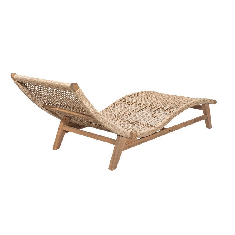 Amalfi Outdoor Acacia Wood annd Wicker Woven Sun Lounger, 2, Beige Wicker/Light Teak