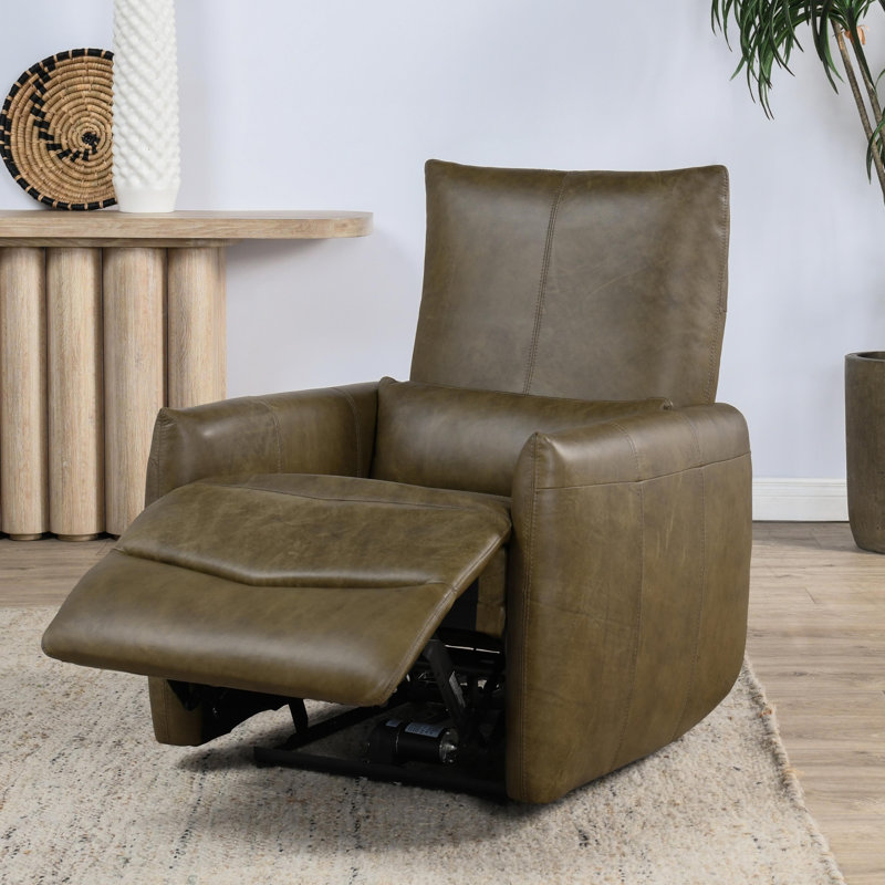 Thaya Leather Power Recliner Chair, Earth Brown Genuine Leather