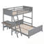 Lit simple superposé au dessus d'un lit double avec bureau-470588284