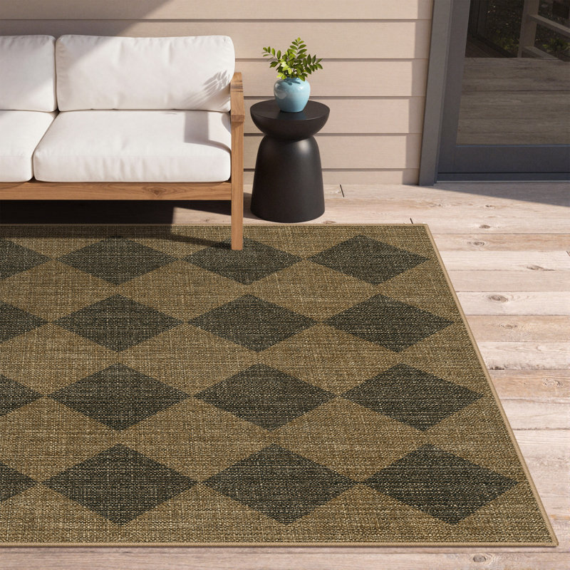  Checkered 5x7 Area Rug Machine Washable Non Slip Woven Plaid Carpet, Geometric Diamond Non Shedding Low Pile Modern Farmhouse Floor Mat for Living Room, Bedroom, Dining Room