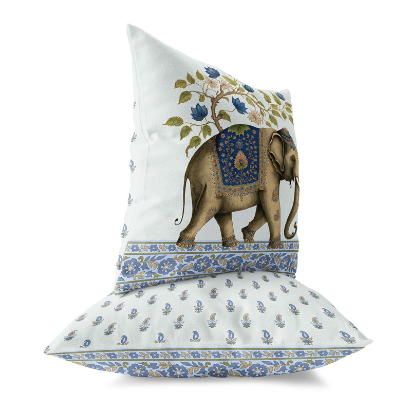 Elephant Paradise Floral Reversible Throw Pillow, 20" x 20"