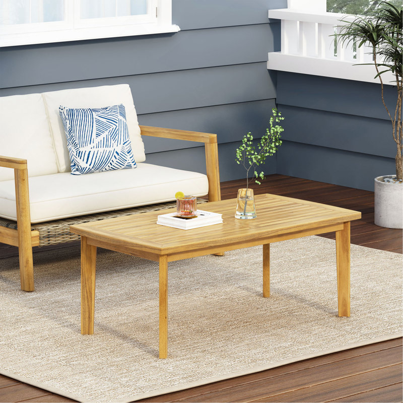 Table basse d'extérieur rectangulaire en bois d'acacia, teck, l 43,25 po x P 23,50 po x H 17,00 po