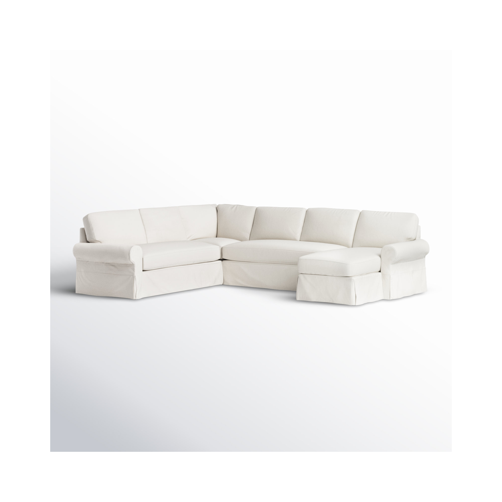Porter Upholstered U-Sectional, Bayou Off White Canvas, Right Hand Facing