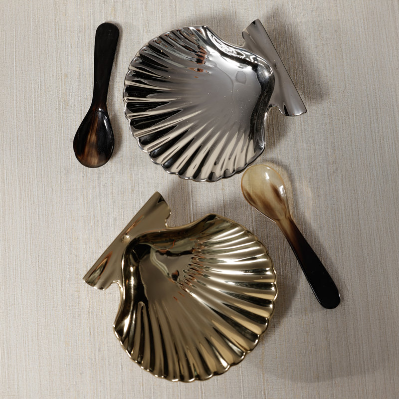 Ensemble de 2 plateaux Sanibel Shell, Nickel poli