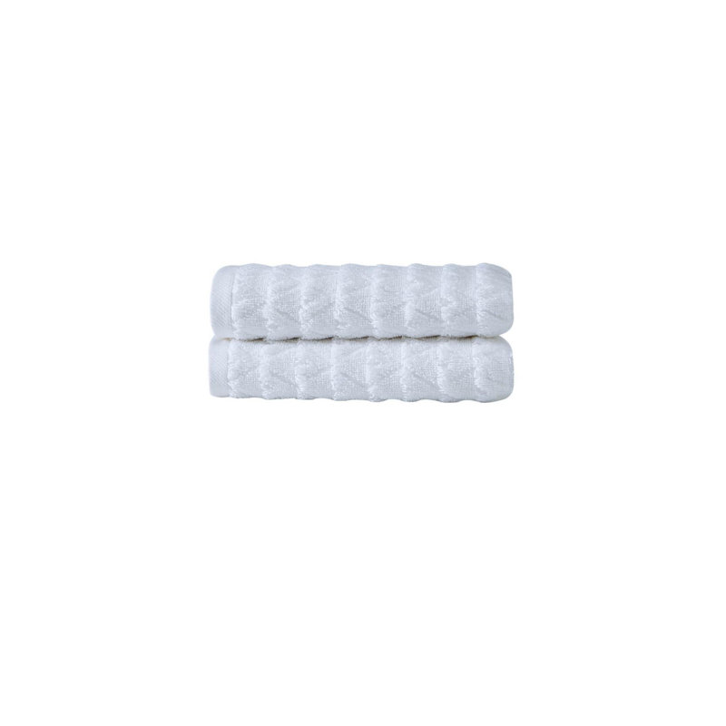 Ensemble de deux essuie-mains géométriques en coton turc blanc 27 po x 54 po