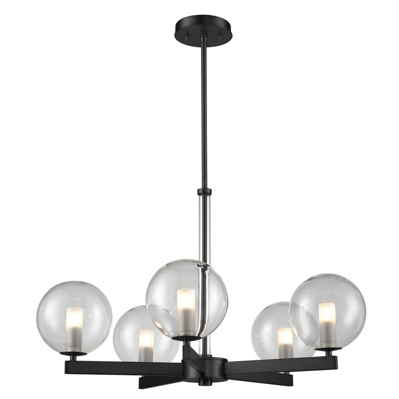 Lustre 5 lumières unique Sumner, Transparent, Graphite