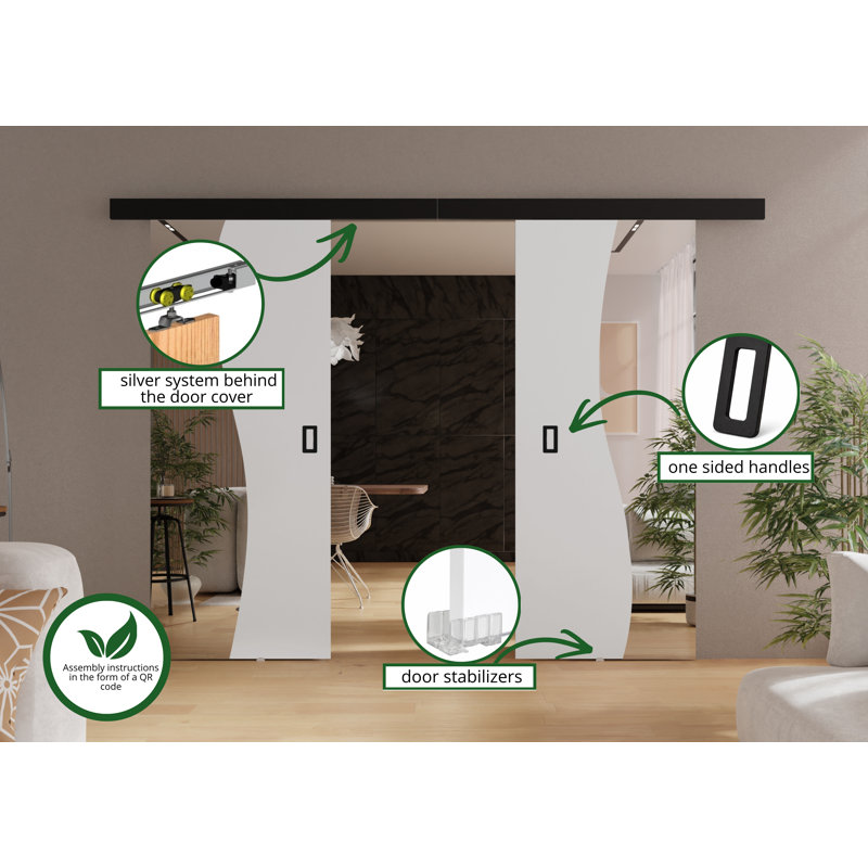 Benius 2 Door, White, 174cm x 205cm